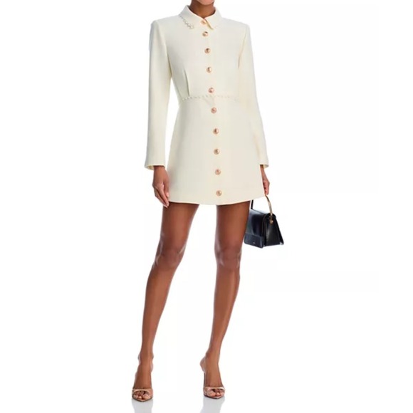 Aqua Dresses & Skirts - AQUA Ivory Mini Dress Button Front Long Sleeve  xs/s